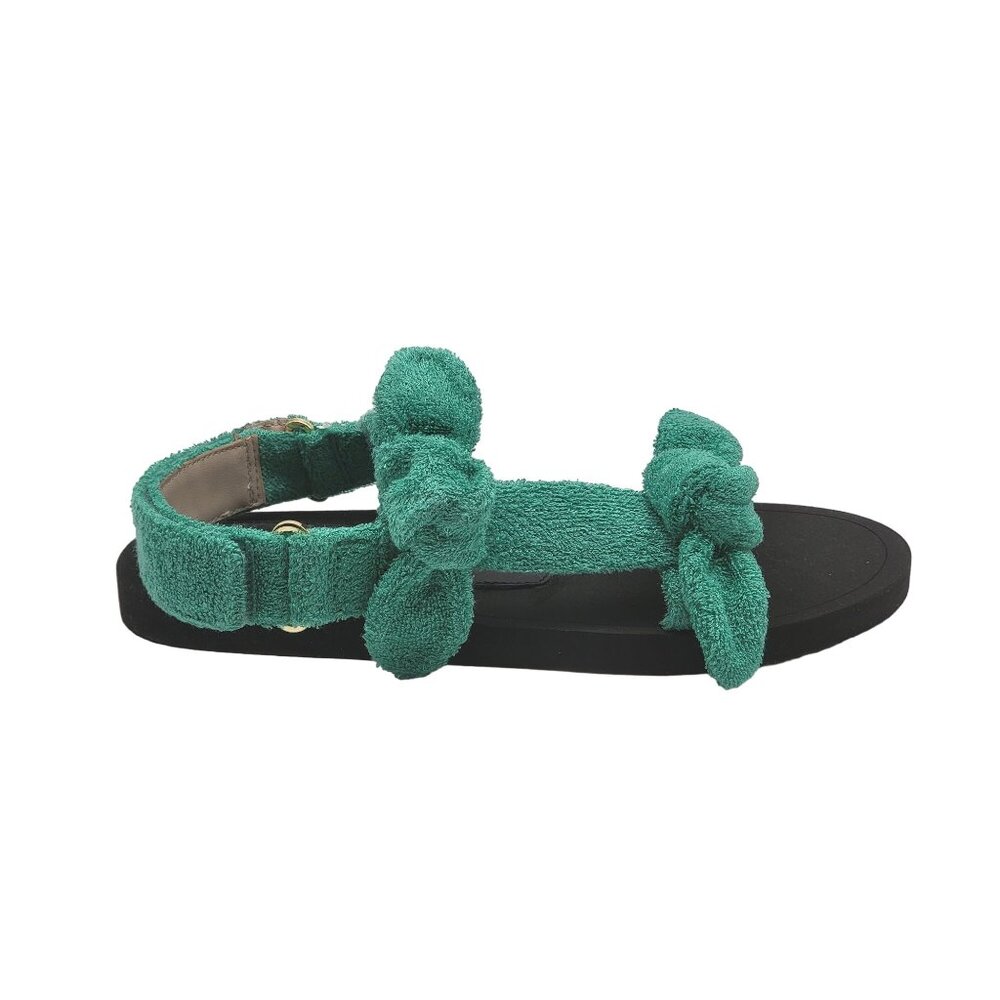 Stuart‎ Weitzman Bandeau Sport Womens 6 B Green Terry Cloth Bow Sandals